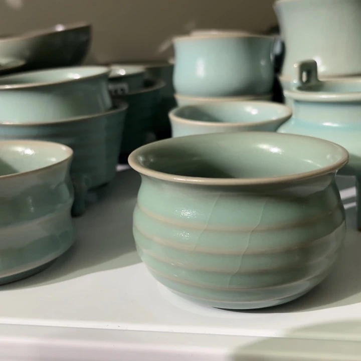 摆件瓷仿古弦纹杯微微瑕kkkkkkkkkkkkkkk