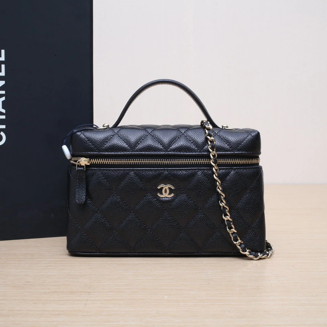 99新 Chanel/香奈儿 【娇】25C 饭盒包 黑色 荔枝皮603424