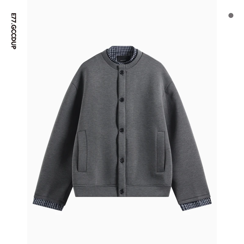 春季新款假两件外套简约高级感男装休闲百搭设计男女同款外套6126