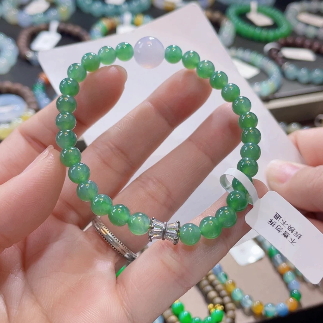 未镶嵌手链翡翠卡6菠菜绿