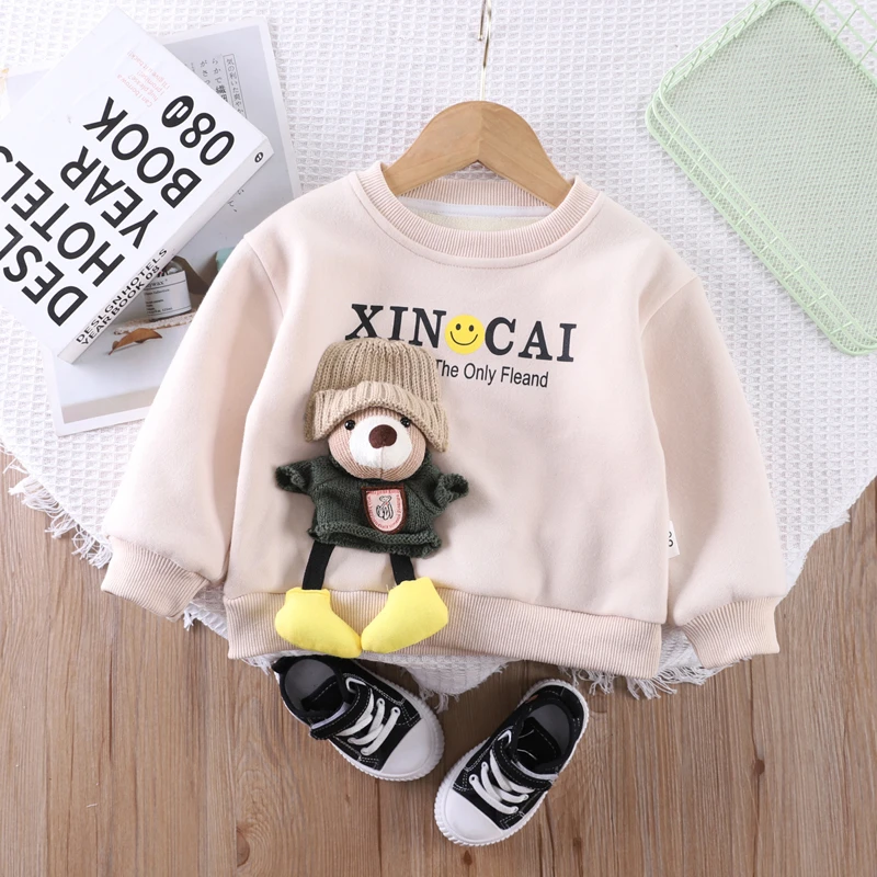 男女童冬季潮款帅气休闲上衣秋冬款加绒套头卫衣儿童保暖