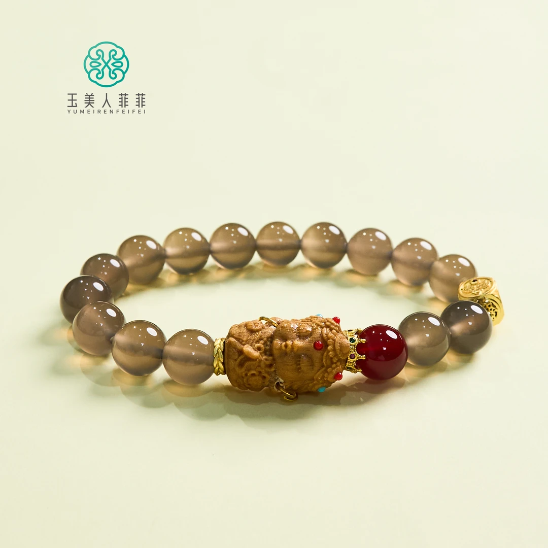 石惑珠宝^玛瑙单圈手串约10mm