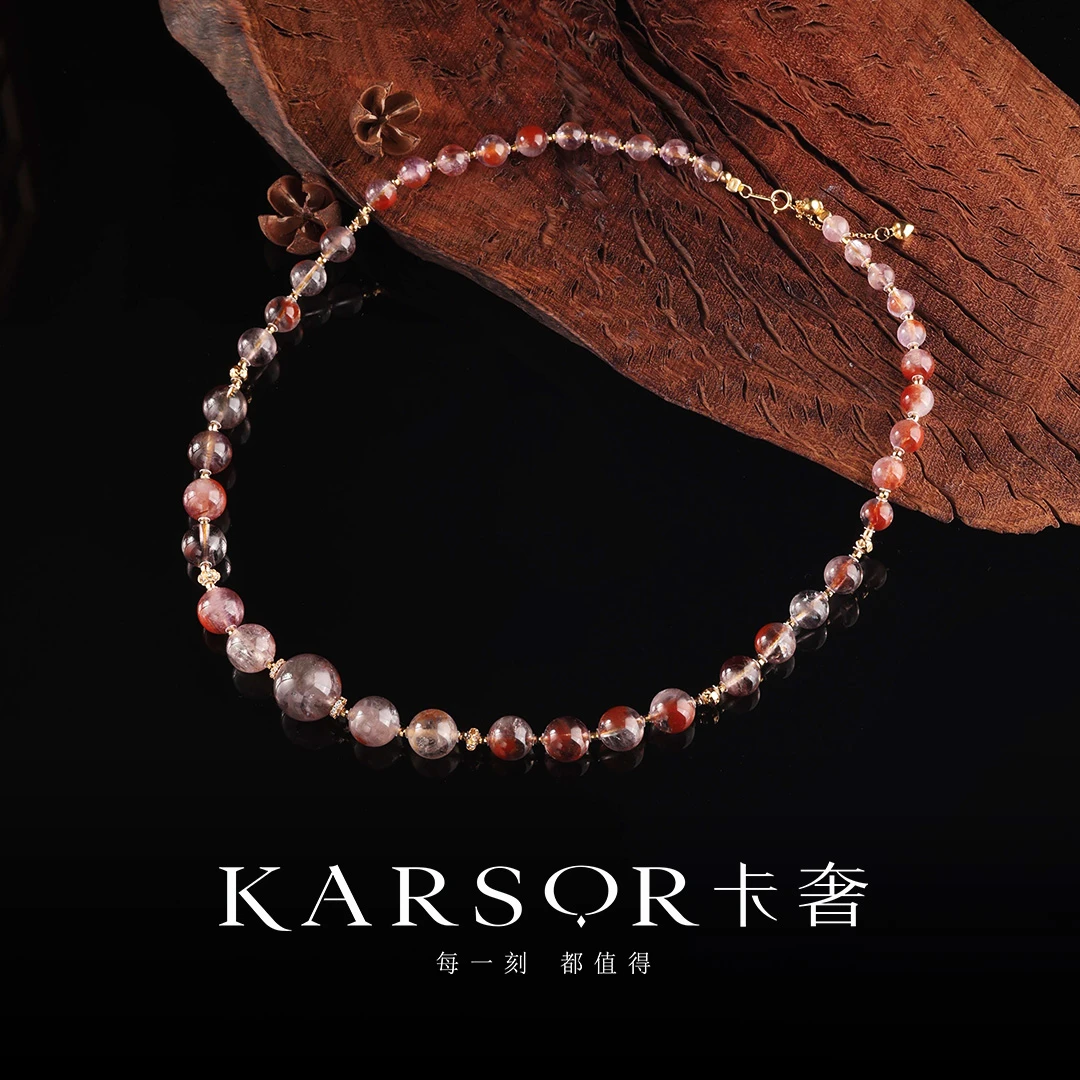 KARSOR/卡奢S925银 红极光 水晶项链 X3952