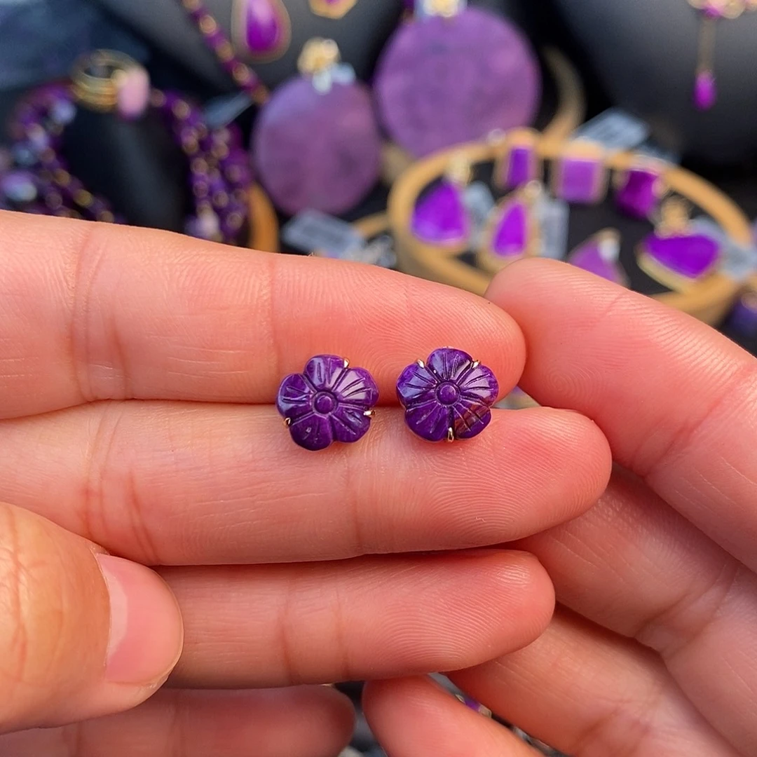 苏纪石（舒俱来）耳饰18K金镶嵌