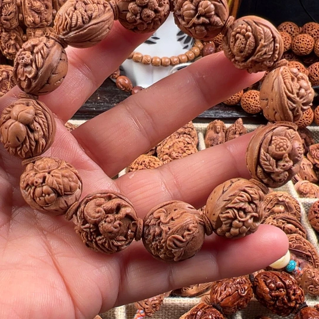 桃核手串桃核雕刻多宝手串，