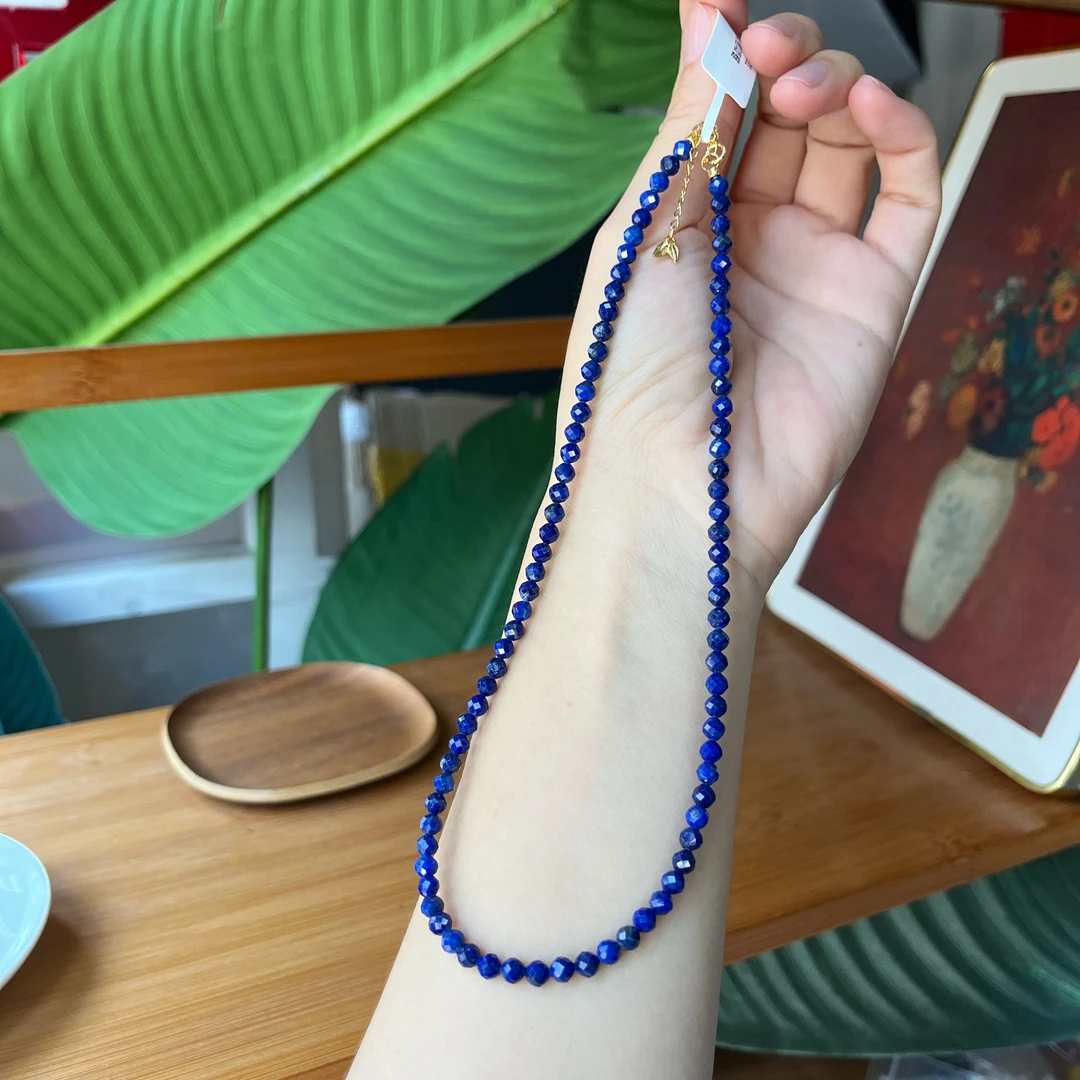 【郭老师】约4mm青金石切割项链40+4cm