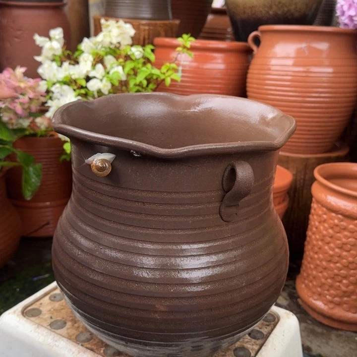 紫砂花盆口27高27宜兴紫砂