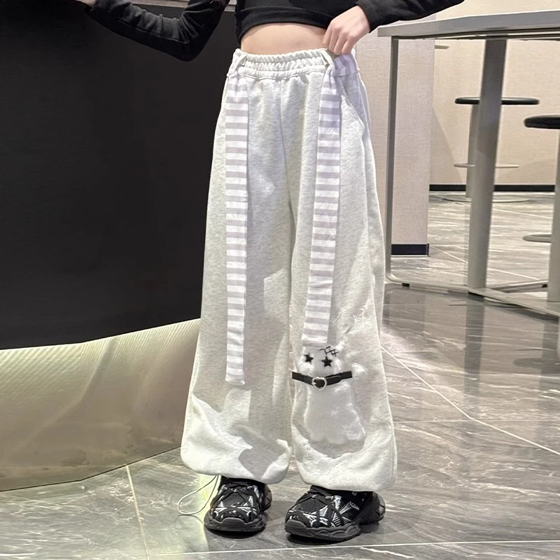 女童裤子春秋款2025新款洋气女孩大童秋季宽松休闲裤儿童卫裤秋装