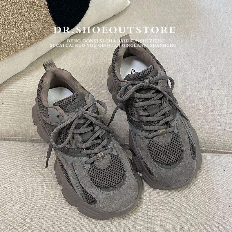 【DR官方正品】小怪兽老爹鞋女2025春秋新款网面薄款复古ins厚底