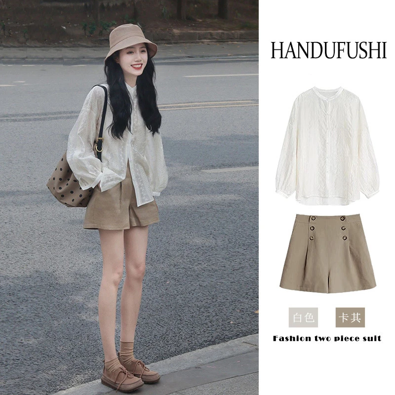 百感夏日多巴胺穿搭一整套微胖显瘦茶系活泼减龄休闲套装女装新款