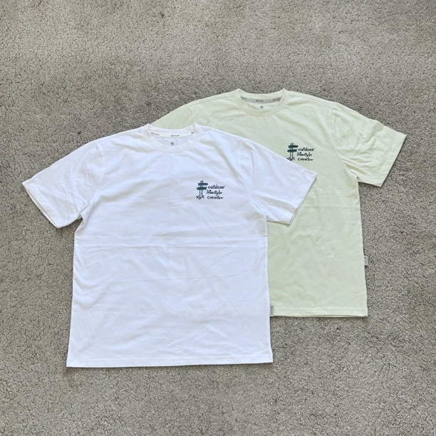 雪山峰 短袖透气中性男印花圆领运动休闲运动复古夏季t恤