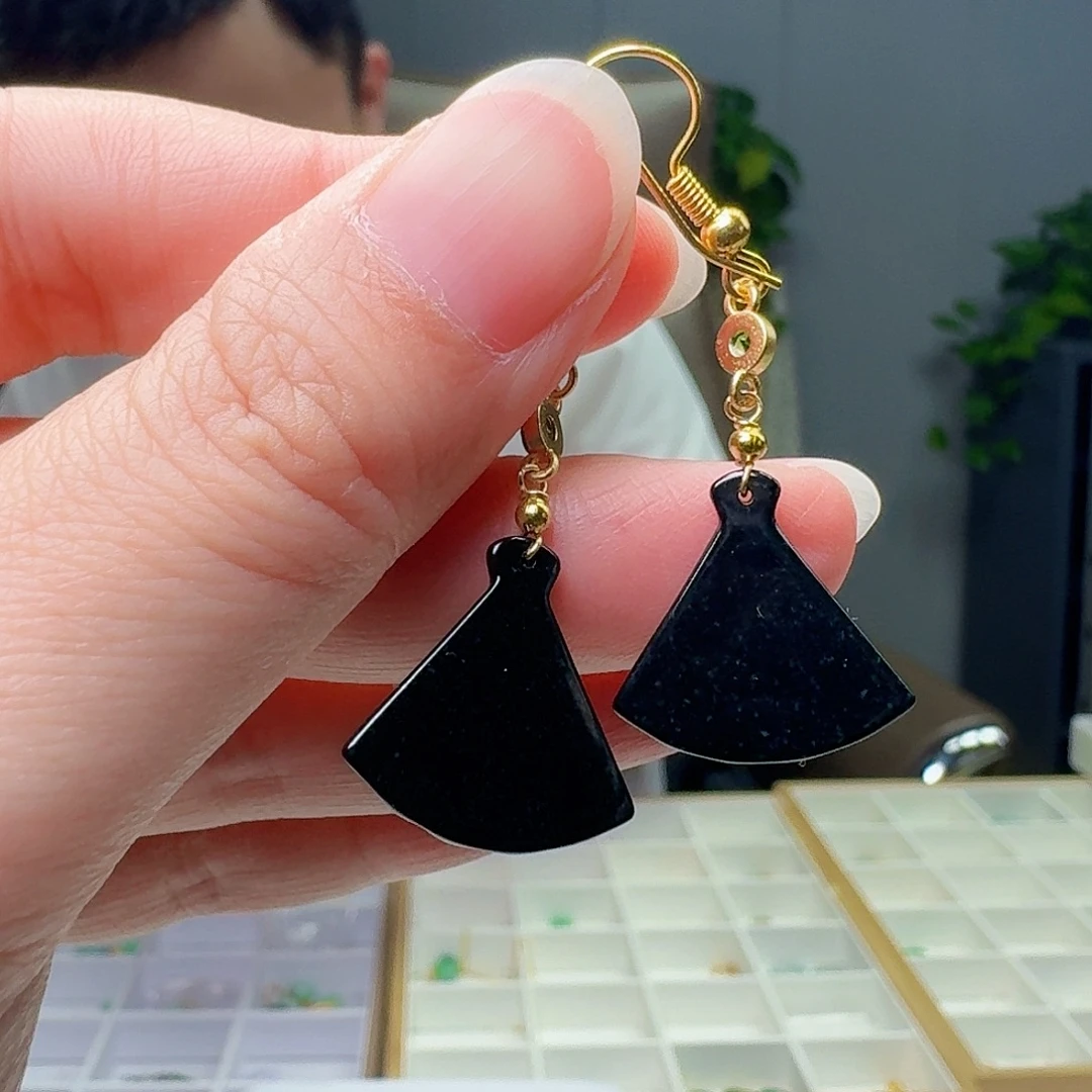 翡翠银S925镶嵌耳饰多样性发货其一