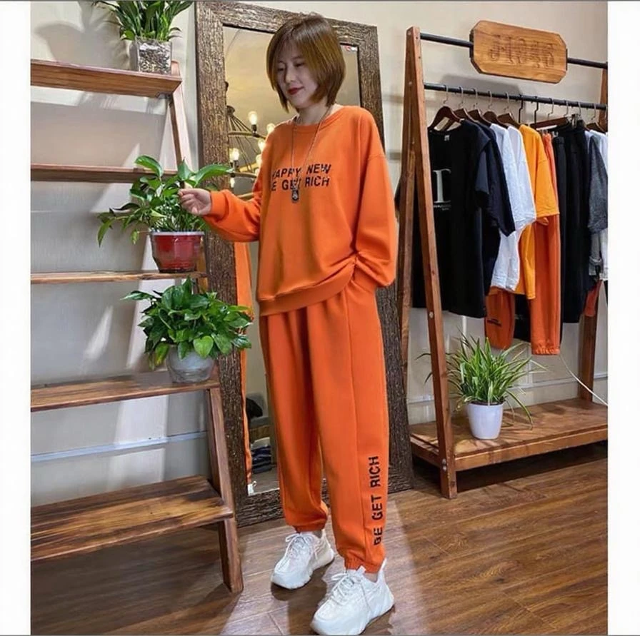 休闲运动服长袖两件套女2025秋季新款宽松大码小个子洋983