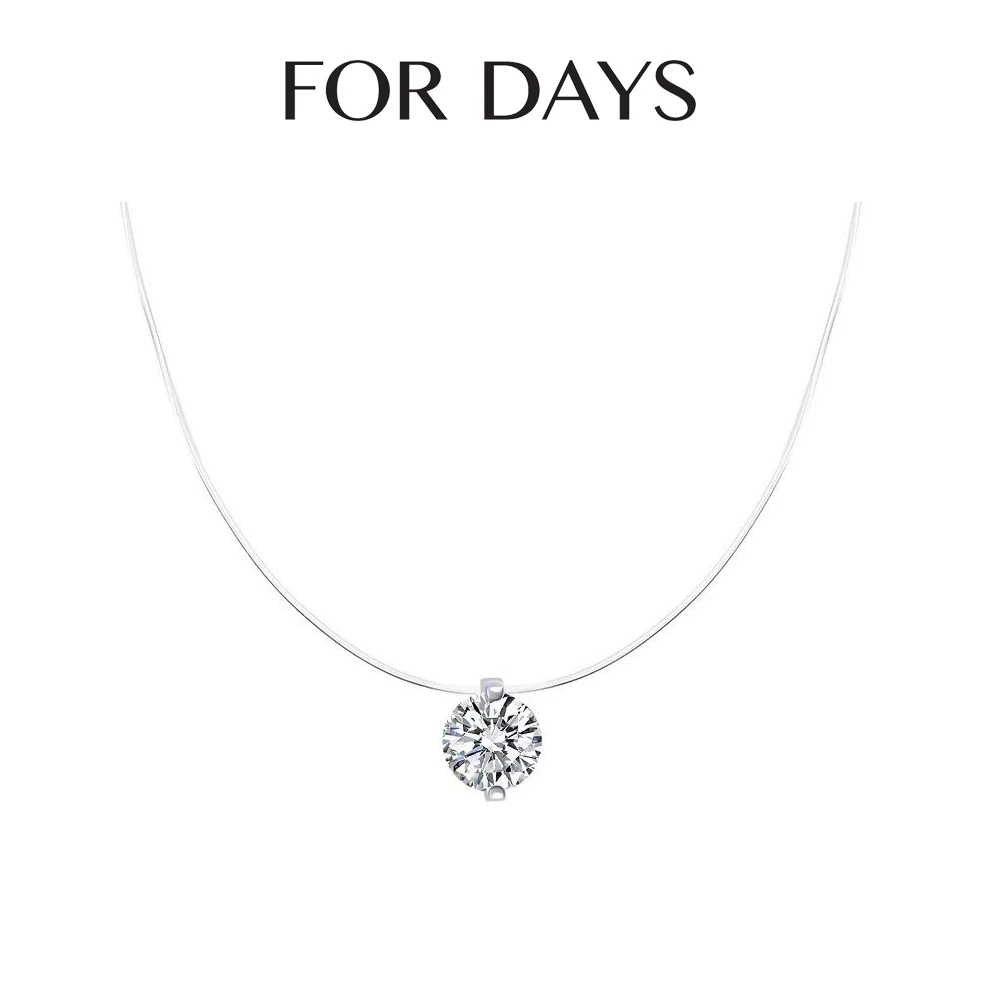 FOR DAYS 吊坠925银莫桑石 时尚百搭人鱼之泪爆闪项链