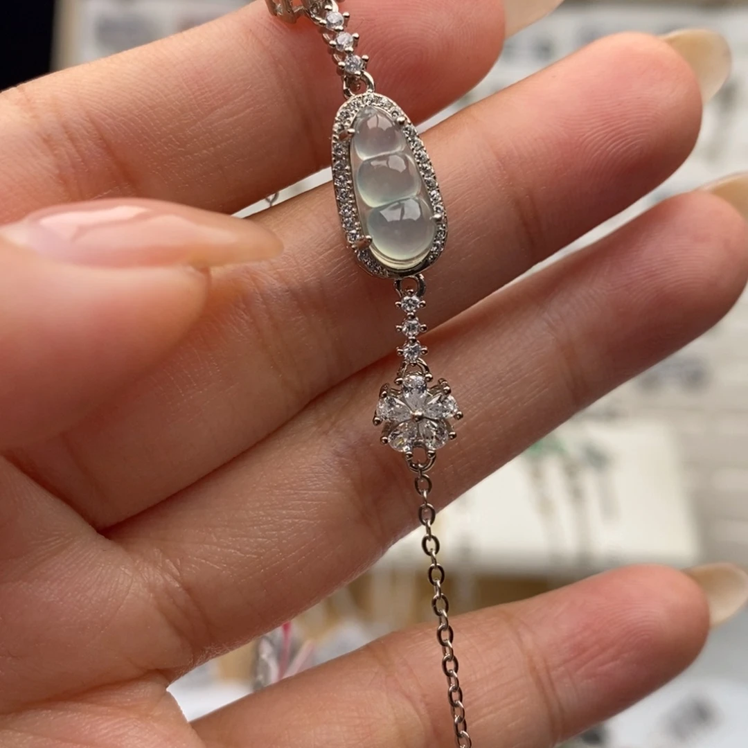 翡翠银S925镶嵌戒指天然翡翠