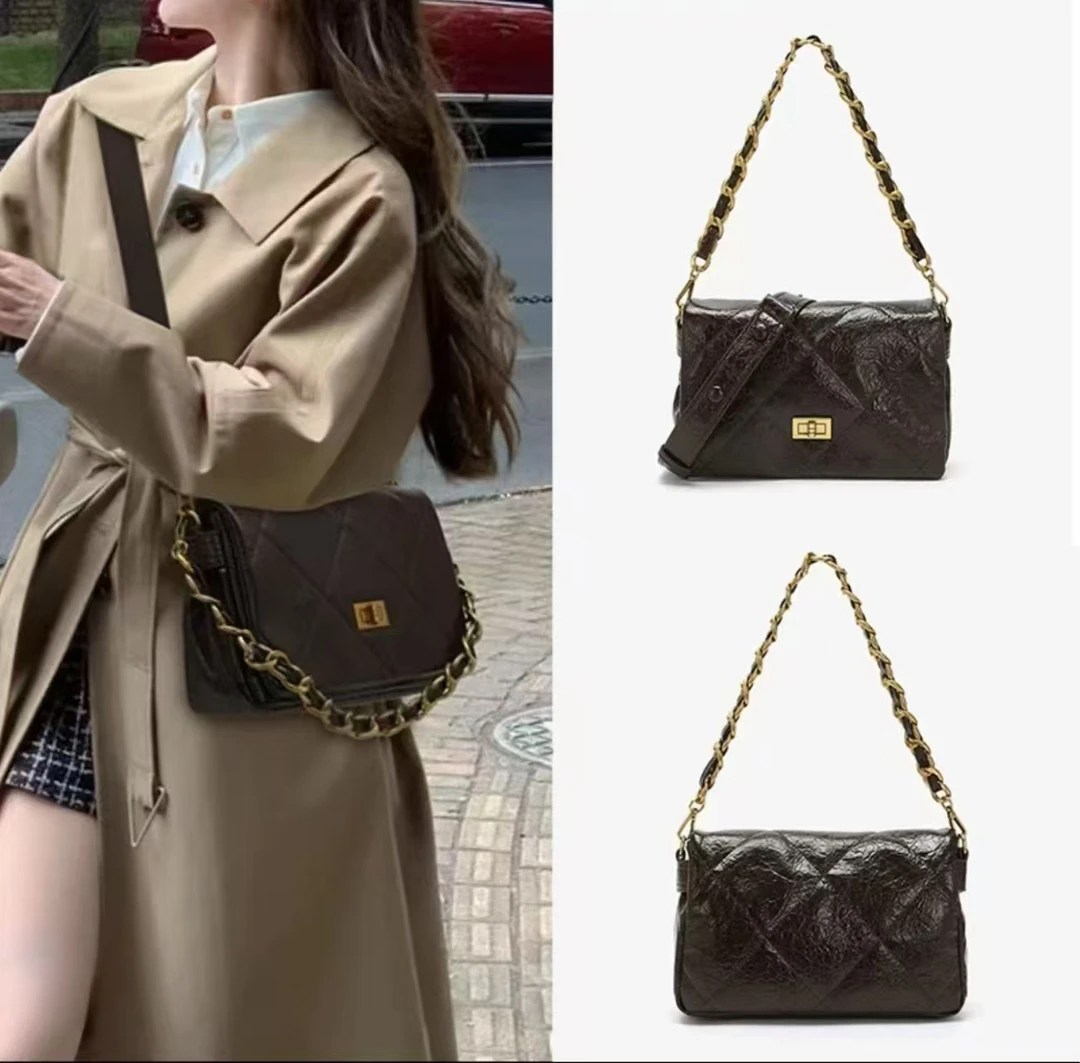 BV&GO/25年夏季上新小香风百搭时尚气质复古手拎单肩包轻奢菱格