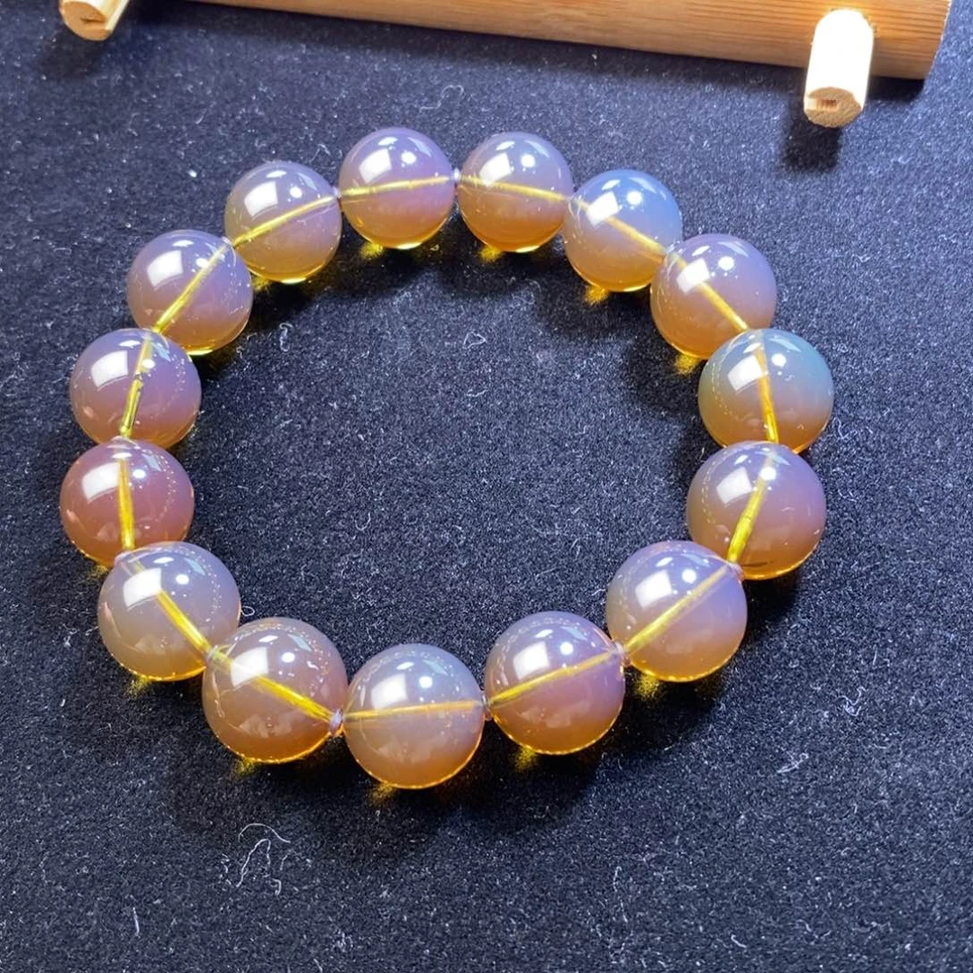 琥珀未镶嵌颈饰22.6克紫茶手串