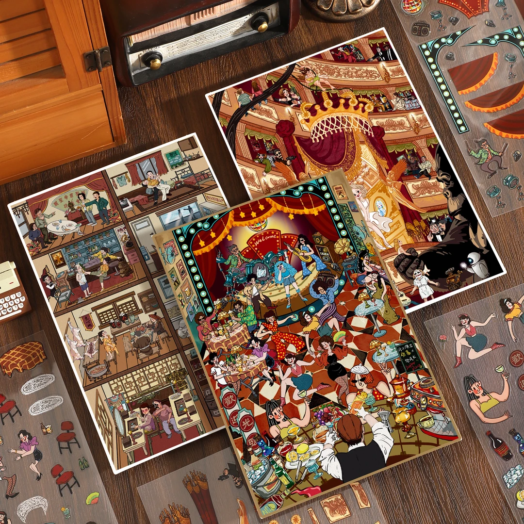 新屿言30.0致敬电影经典系列造景贴纸微缩场景堆叠3d立体手工贴画