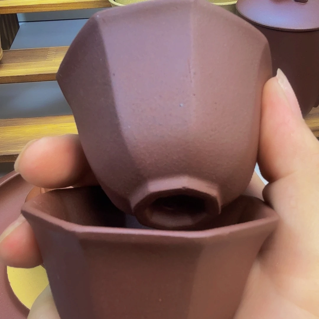 茶杯紫砂宜兴原矿中槽清花器八方小口杯