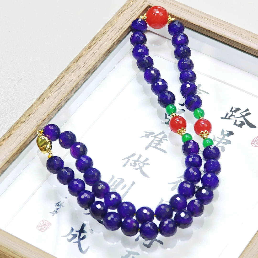 天然舒俱来皇家紫杉醇钻石面玉石项链 A2-多样性发货