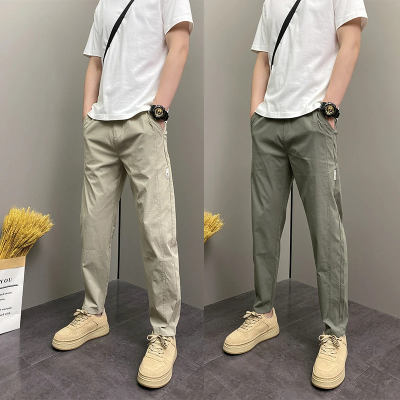 2025年夏季薄款潮流韩版痞帅修身青年男士纯色时尚简约直筒裤子男