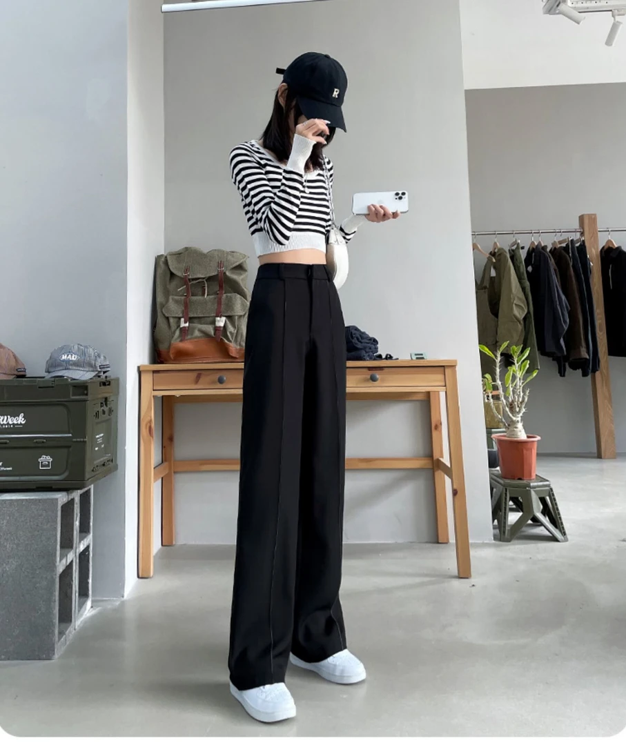1747阔腿裤女宽松直筒高腰垂感休闲春夏季高级感拖地西装裤