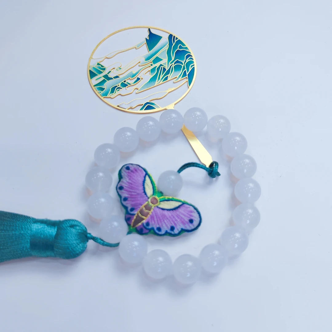 天然玉石金丝玉冰白手串YJ001