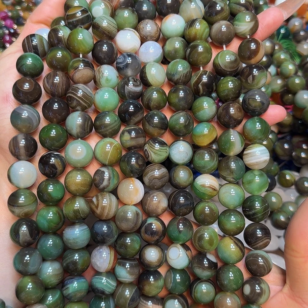 玛瑙/玉髓未镶嵌珠宝半成品14mm孔雀玛瑙蚕丝一条