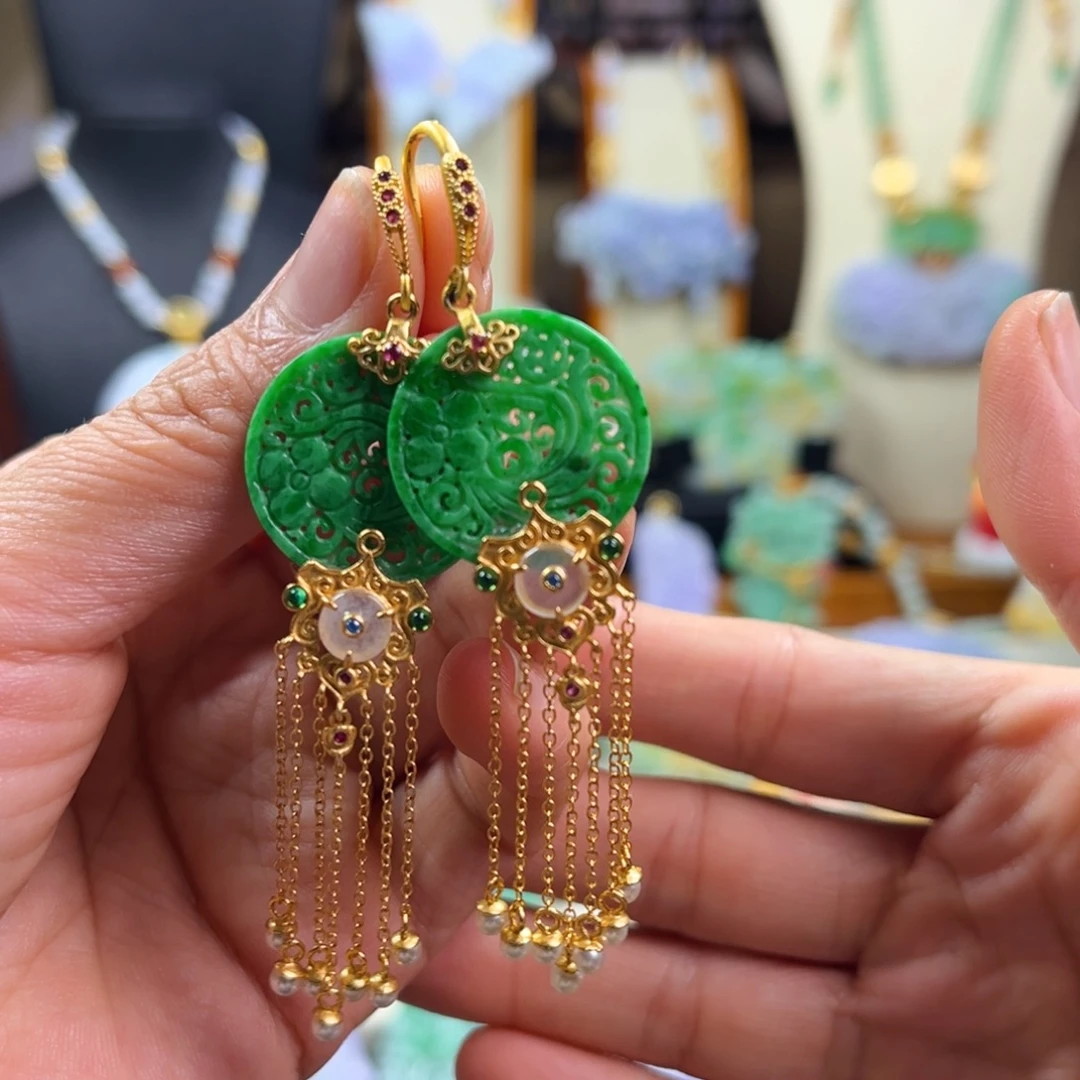 翡翠未镶嵌颈饰天然翡翠耳饰