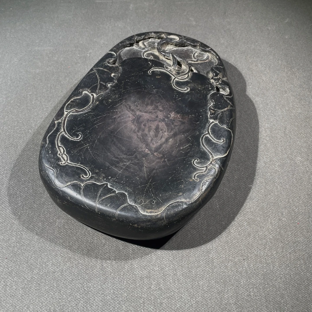 陈师曾款，福瓜砚，砚形古朴大方，天然火捺和蕉叶白，质地细膩