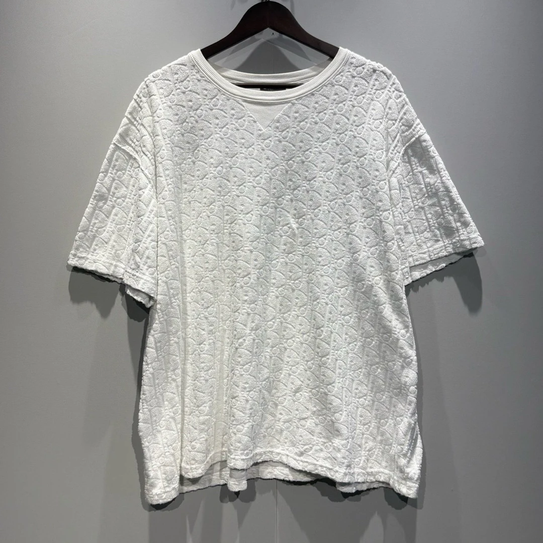 未使用 DIOR/迪奥 Dior迪奥 白色暗纹满印毛巾短袖 3xl /0628