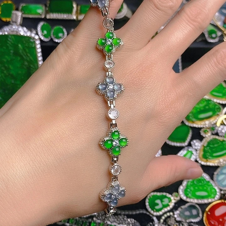 春***开翡翠未镶嵌手链手链