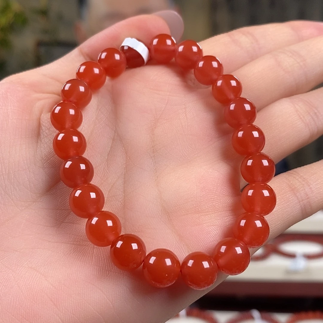 南红玛瑙未镶嵌手串原矿8.5mm 特价保山冰红