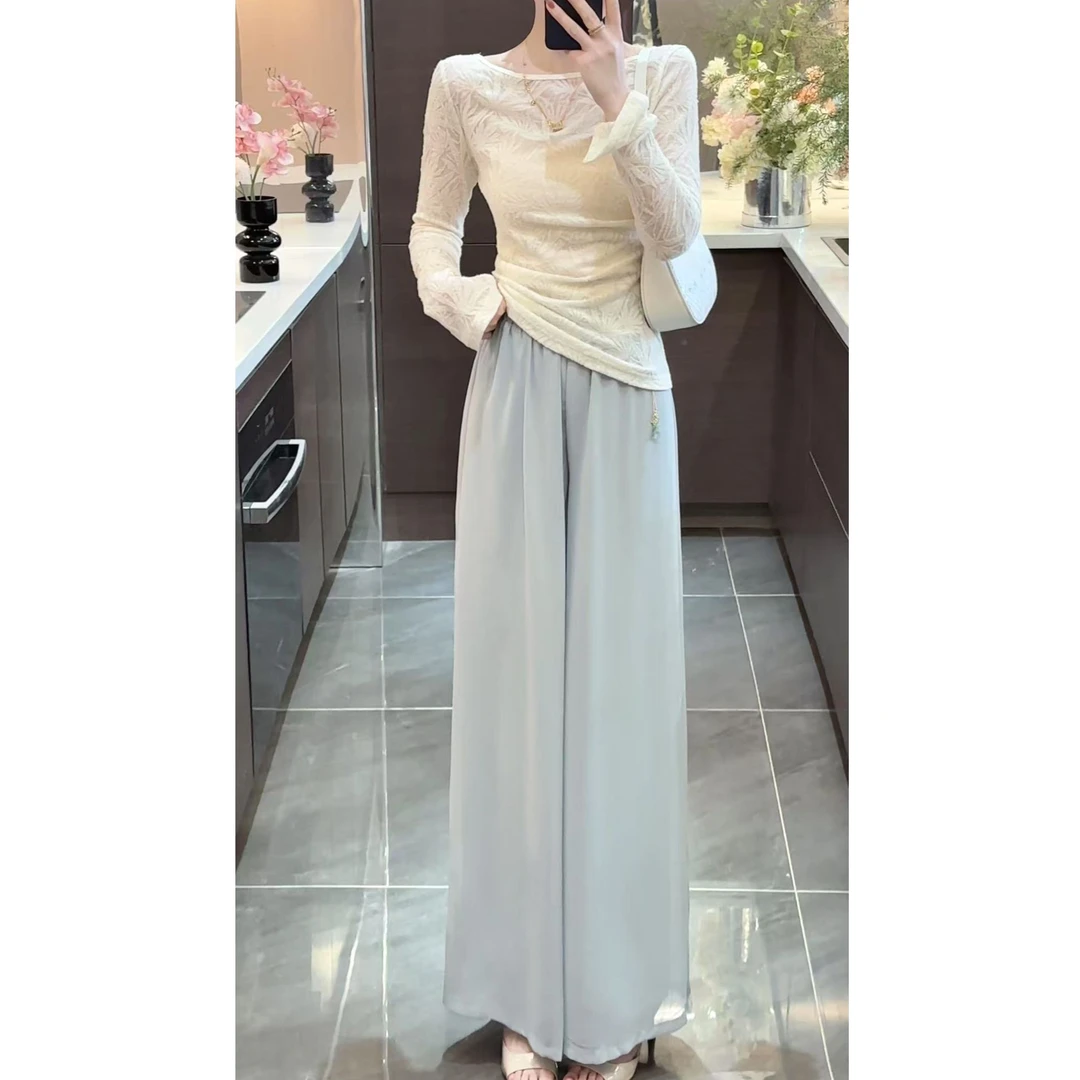 【周粥】【疏影裤子】2025新款宽松高腰舒适修身显瘦裤子预JJC5KZ1171