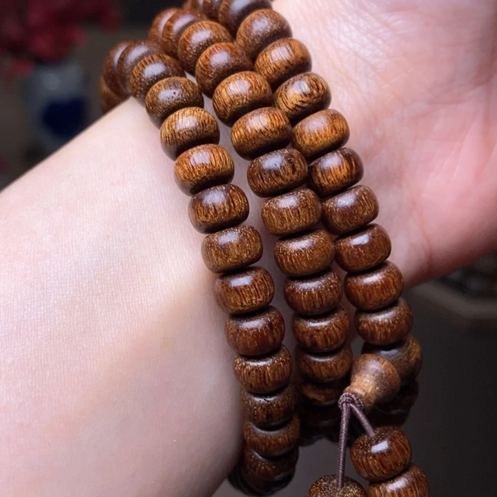 沉香手串越南富森红土熟结0.5×0.8×108
