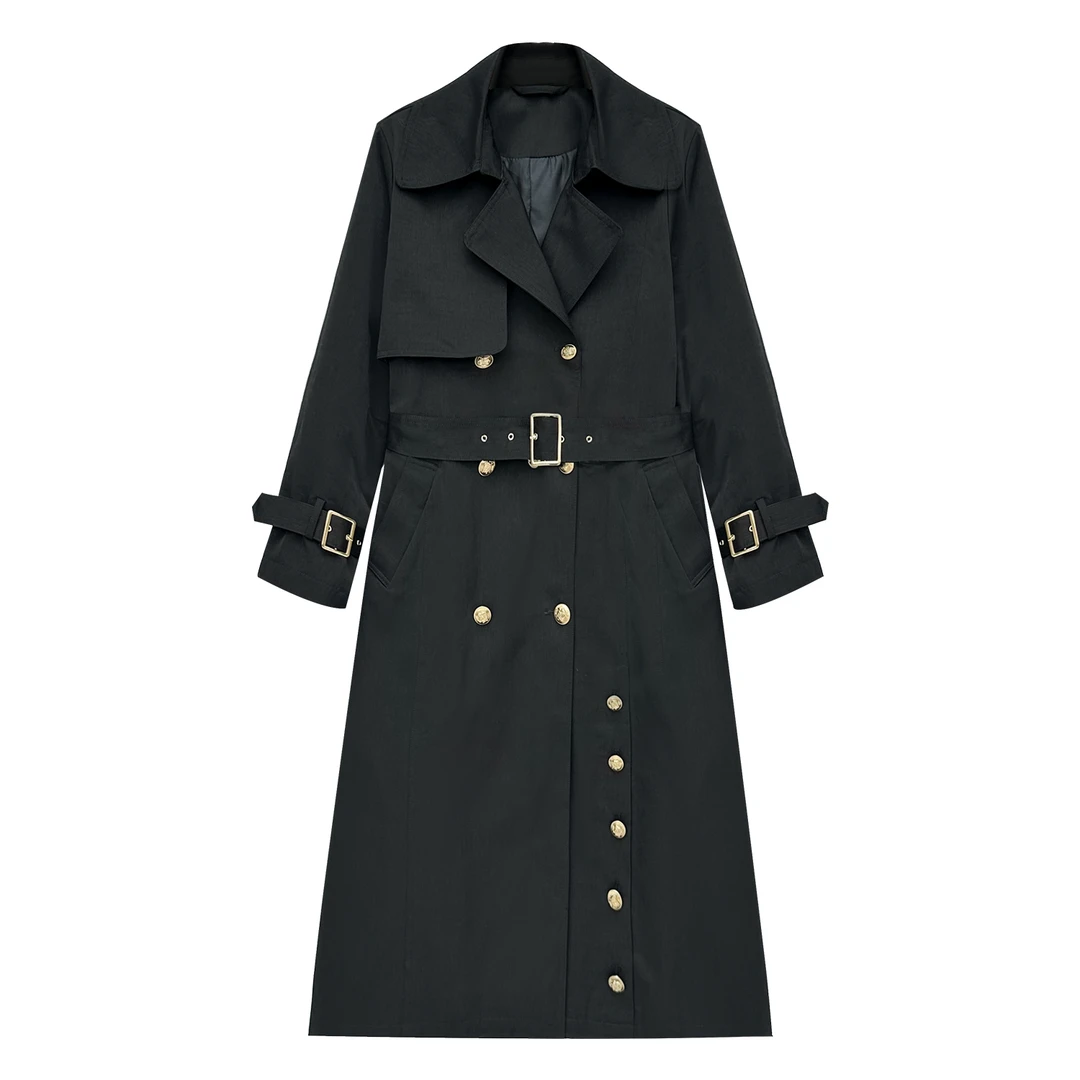 门店42&9！气场全开！都市酷感/经典翻领收腰显瘦长款风衣Q00035