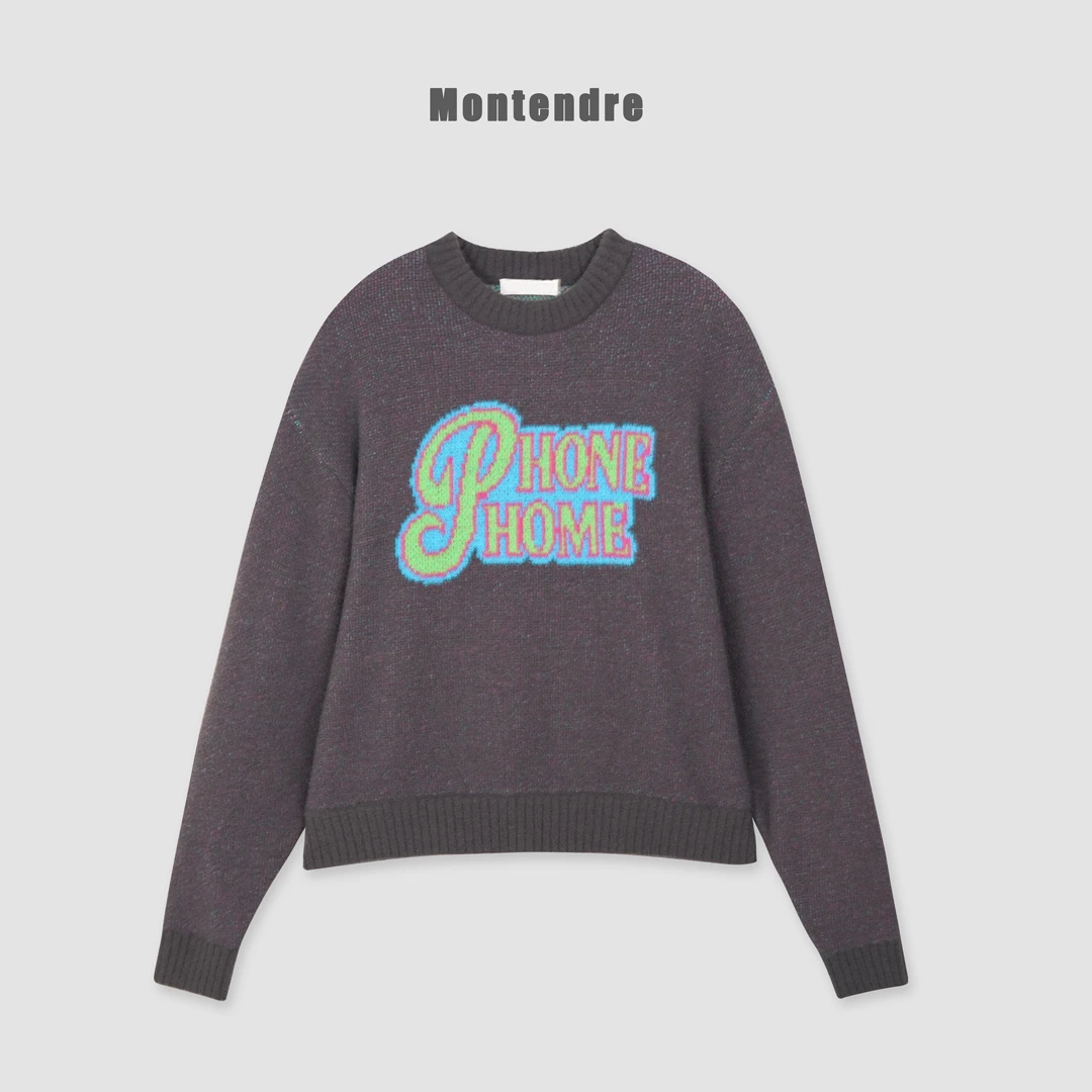 【DD外贸】 秋冬新款 R 时尚美式city风宽松百搭针织衫女