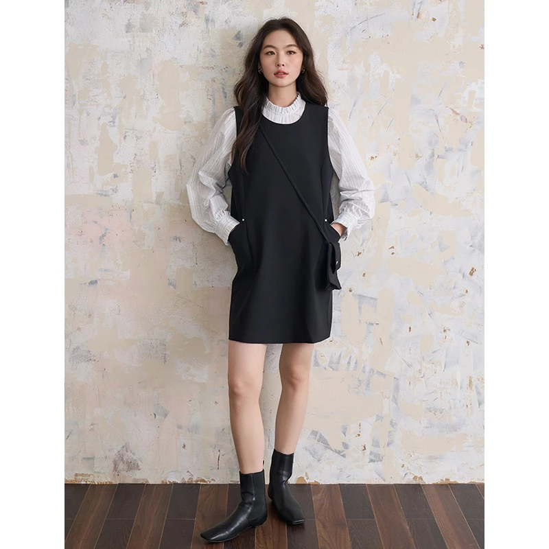 【68岁小姐姐】2025春季新款韩版减龄木耳领西装裙衬衫套装IVY 6318