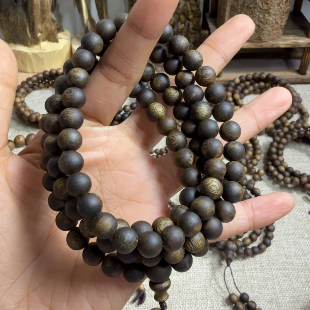 水***️沉香碎屑沉香沉香奇楠卡8圆珠多圈32克