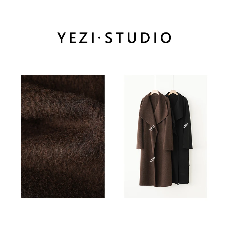 周年【冬日摩洛哥】骆驼绒羊.毛手工双面毛呢自由领大衣24310456