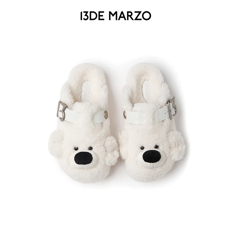 13DE MARZO女士 25新款仿羊羔毛小熊博肯鞋平底外穿拖鞋专柜同款