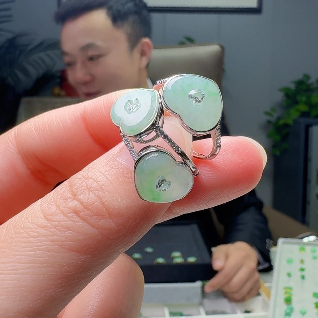 翡翠银S925镶嵌戒指多样性发货其一