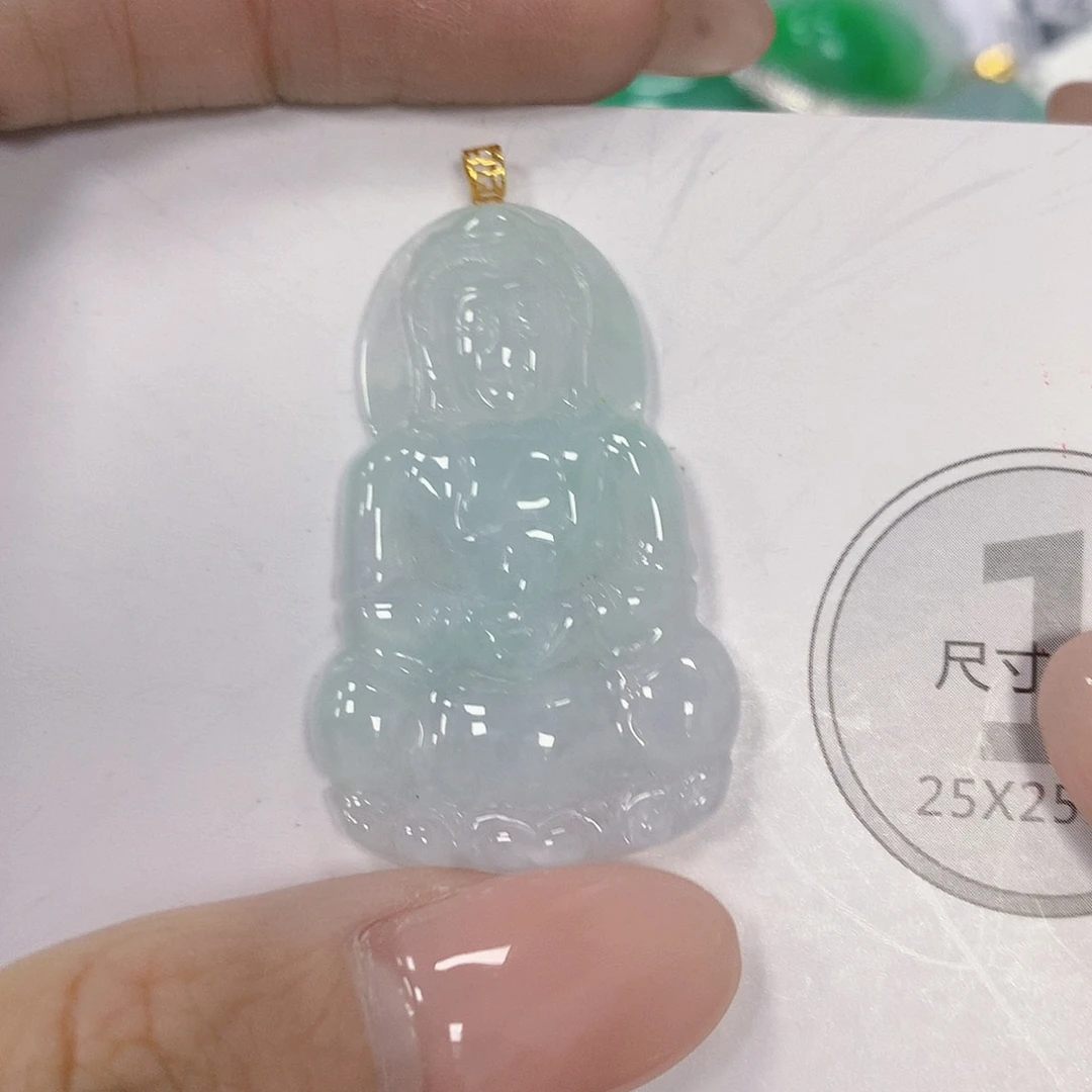 翡翠18K金镶嵌颈饰天然翡翠a货 百元以上9米证书费自理