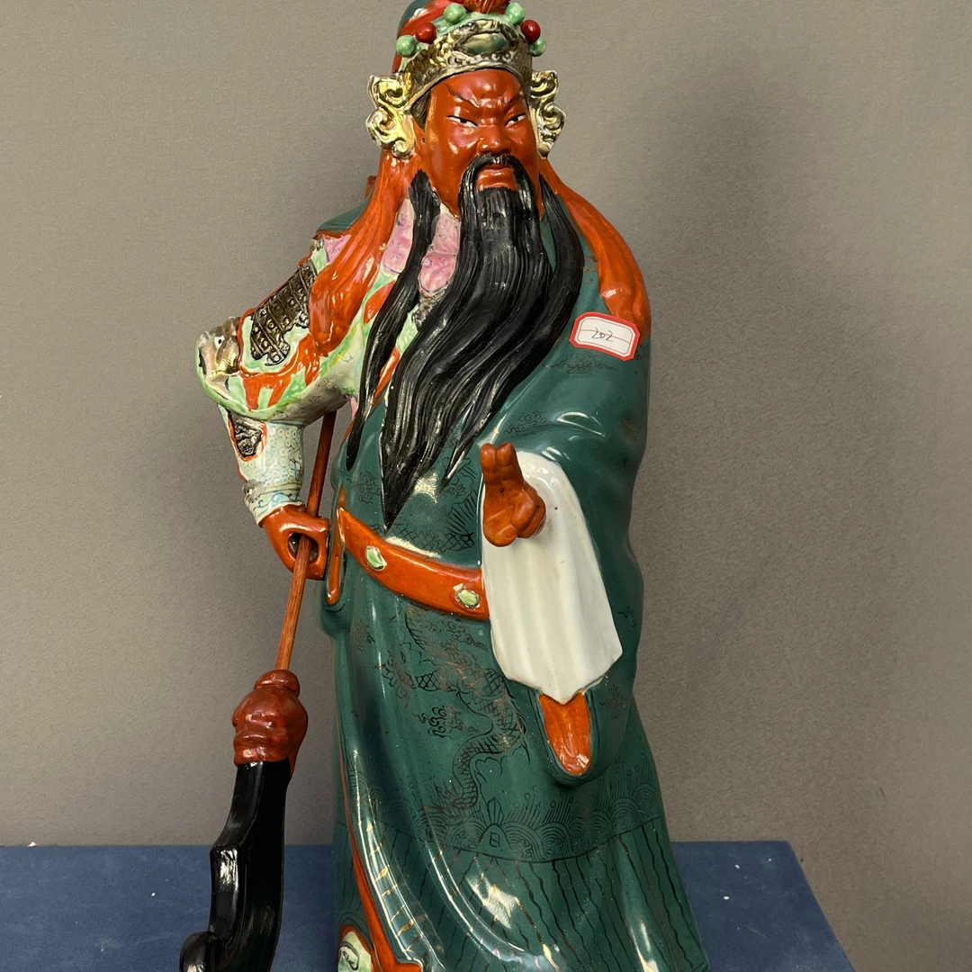 【微瑕慎拍】202景德镇老厂瓷关公雕塑
