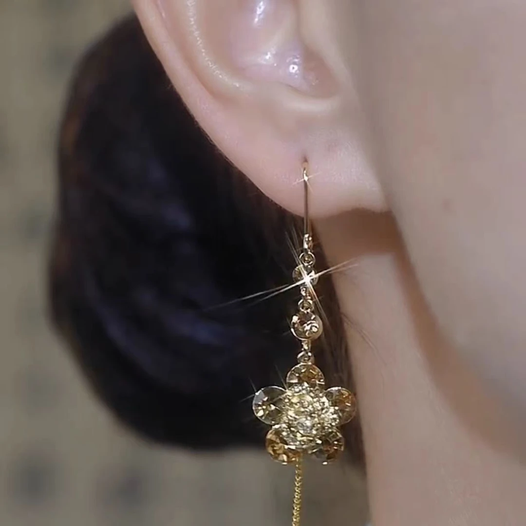 铜合金耳饰 百搭轻奢风洋气质秋冬耳环长款流苏显瘦耳饰N2635