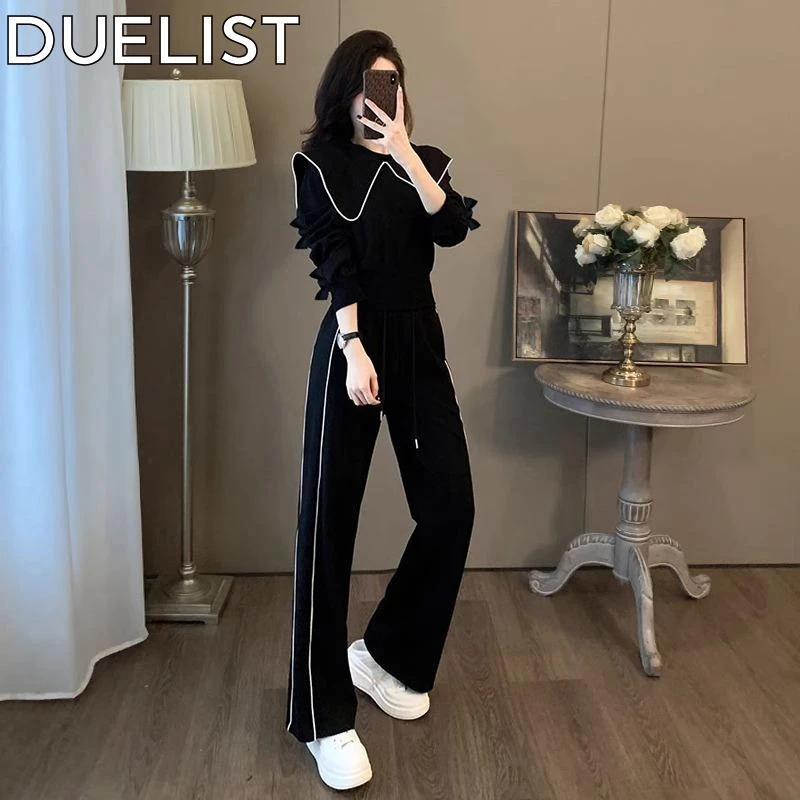 DUELIST时尚高级感加绒加厚卫衣套装女新款运动卫裤休闲两件套潮