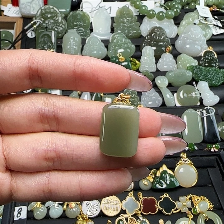 和田玉银S925镶嵌项链