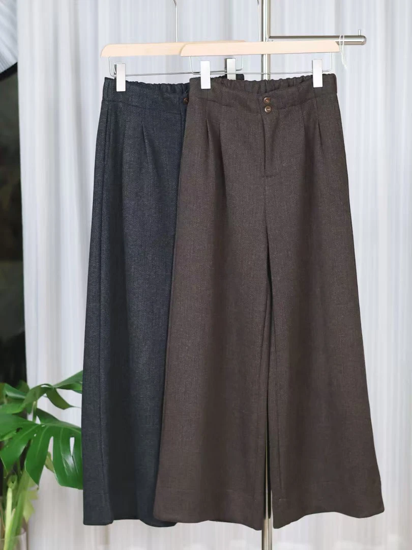 显瘦裤 高弹力绒面松紧腰长裤