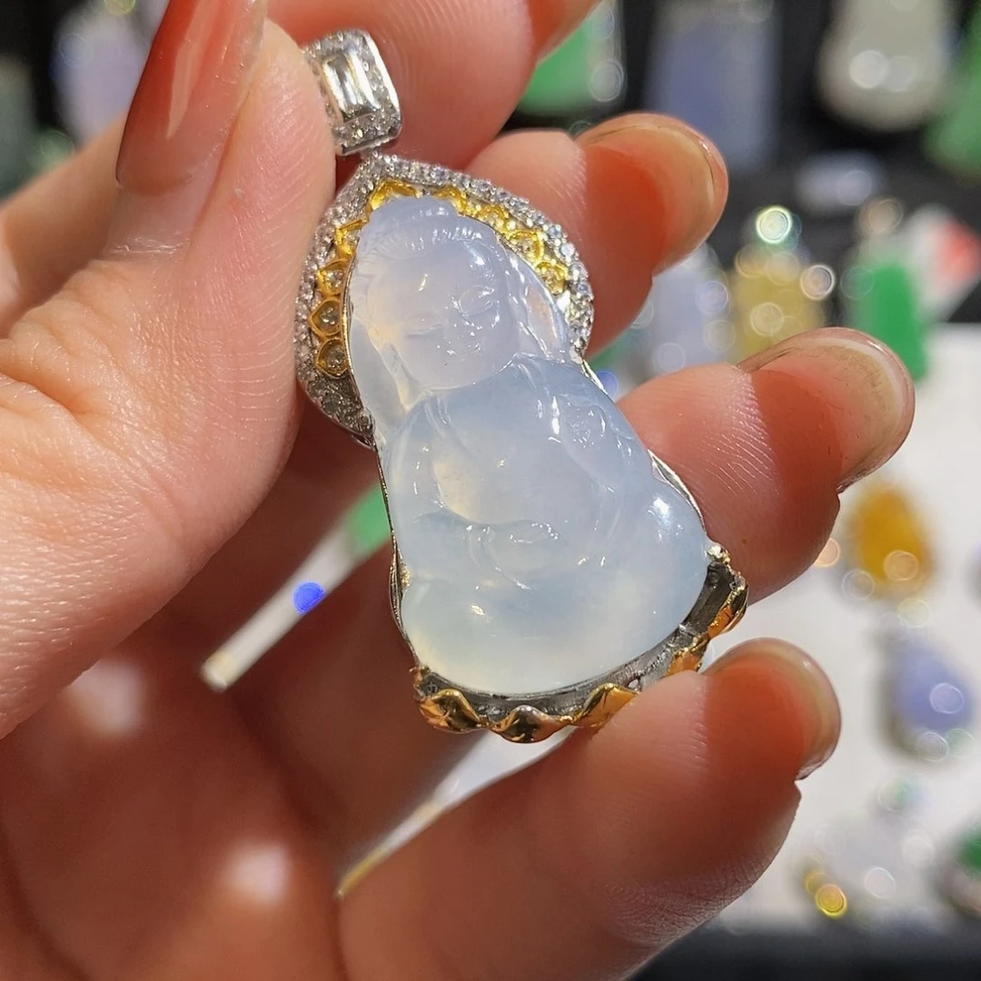 翡翠颈饰银S925镶嵌天然翡翠