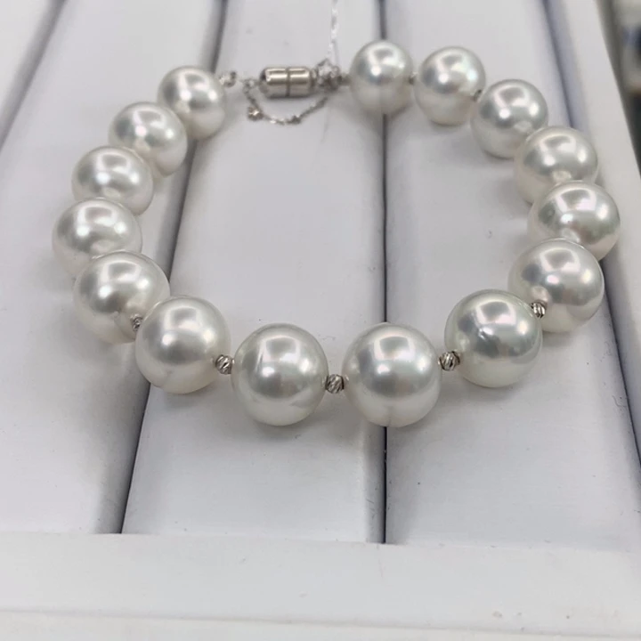 海水珍珠18K金镶嵌手绳澳白10-11mm